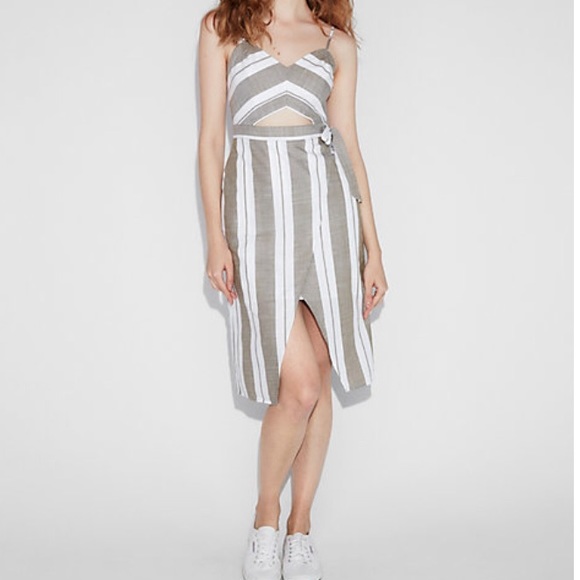 Express Dresses & Skirts - Striped Cut Out Midi Dress